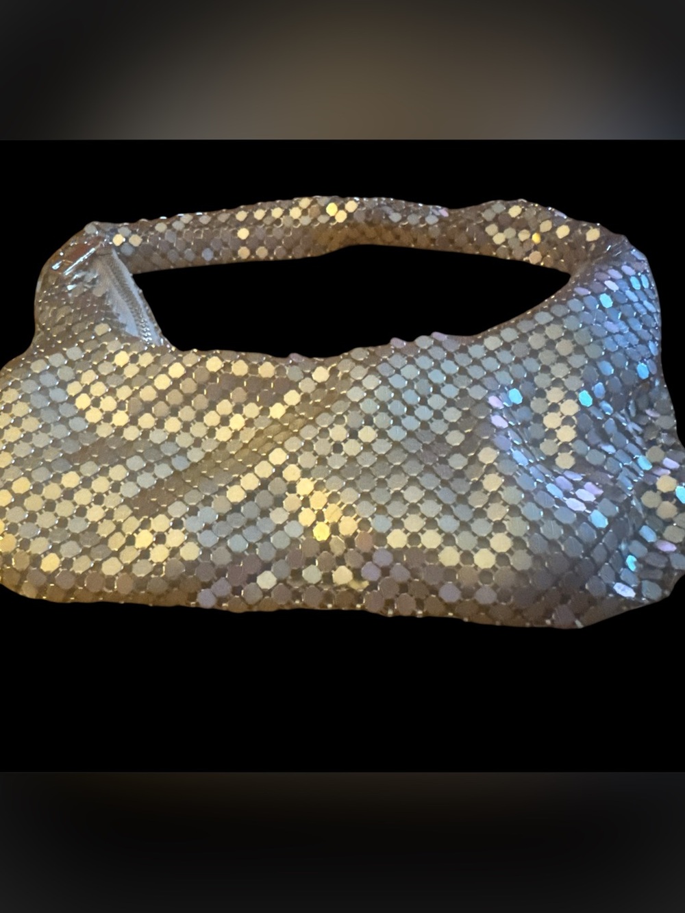 gold sequined shoulder bag